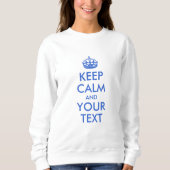 Royal Blue Keep Calm en Jouw tekst Trui (Voorkant)