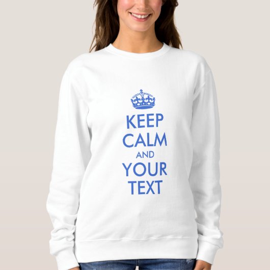 Royal Blue Keep Calm en Jouw tekst Trui (Voorkant)
