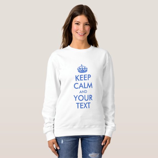 Royal Blue Keep Calm en Jouw tekst Trui (Voorkant volledig)