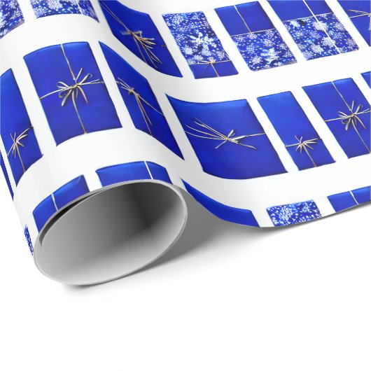 Royal Blue Kerst inpakpapier (Rol Hoek)