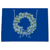 Royal Blue KerstChinoiserie Wreath Groot Cadeauzakje (Voorkant)
