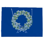 Royal Blue KerstChinoiserie Wreath Groot Cadeauzakje (Achterkant)