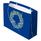Royal Blue KerstChinoiserie Wreath Groot Cadeauzakje (Achterkant Gekanteld)
