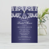 Royal Blue Lace & Bow Vrijgezellenfeest Kaart (Staand voorkant)