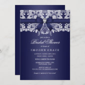 Royal Blue Lace & Bow Vrijgezellenfeest Kaart (Voorkant / Achterkant)