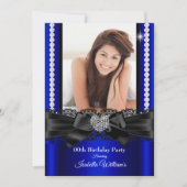 Royal Blue Lace Diamond Heart Foto Birthday Party Kaart (Voorkant)