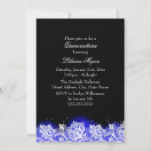 Royal Blue Lace en Jewel Bow Quinceanera Kaart (Achterkant)