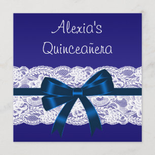 Royal Blue Lace Quinceanera Kaart