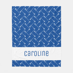 Royal Blue Lacrosse White Sticks gepatterd Fleece Deken