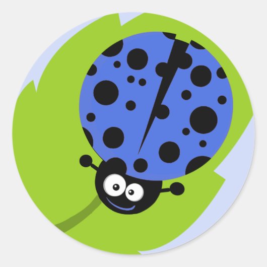 Royal Blue Ladybug Ronde Sticker (Voorkant)