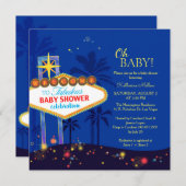 Royal Blue Las Vegas Baby shower Kaart (Voorkant / Achterkant)