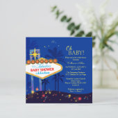 Royal Blue Las Vegas Baby shower Kaart (Staand voorkant)