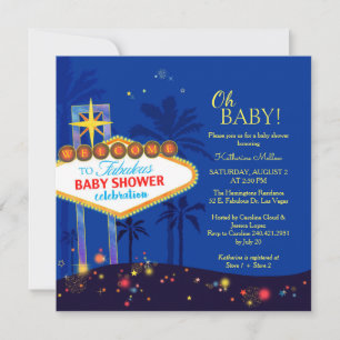 Royal Blue Las Vegas Baby shower Kaart