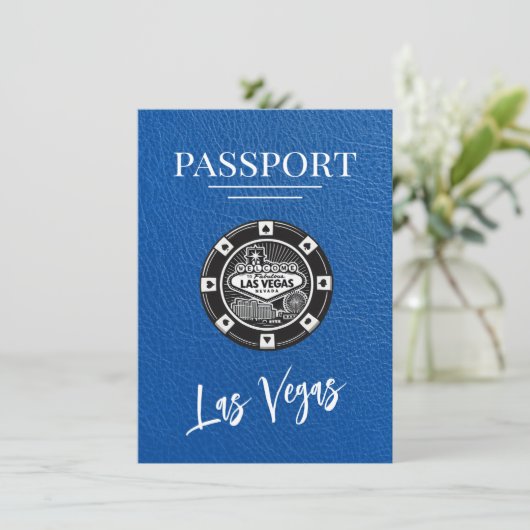 Royal Blue Las Vegas Passport Bewaar de datum Save The Date (Staand voorkant)