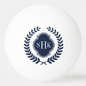 Royal-Blue Laurel Wreath Crest Custom Monogram Pingpongbal (Voorkant)