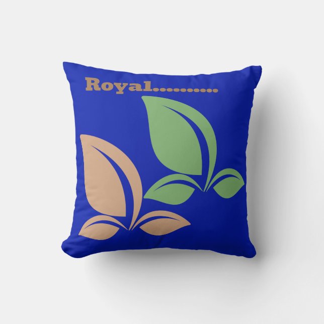 Royal Blue Leaves Square Pillow Kussen (Voorkant)