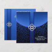 Royal Blue Leopard Party Uitnodiging (Voorkant / Achterkant)