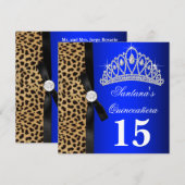 Royal Blue Leopard Quinceanera Uitnodigingen (Voorkant / Achterkant)