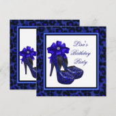 Royal Blue Leopard verjaardagsfeestje Kaart (Voorkant / Achterkant)