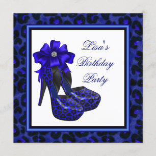 Royal Blue Leopard verjaardagsfeestje Kaart