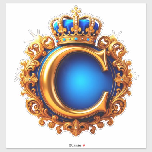 Royal Blue Letter C Monogram Sticker (Vel)