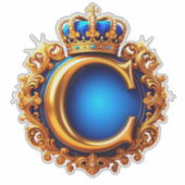 Royal Blue Letter C Monogram Sticker (Voorkant)