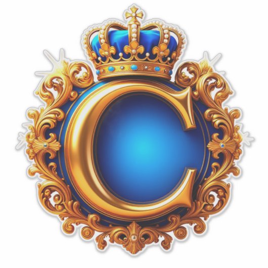 Royal Blue Letter C Monogram Sticker (Voorkant)