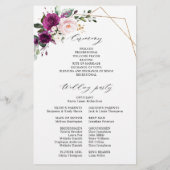 Royal Blue Lila Paars Floral Wedding Programme (Achterkant)