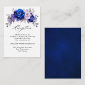 Royal Blue Lila Paarse Bloemen bruiloft Receptie Informatiekaartje (Voorkant / Achterkant)