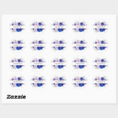 Royal Blue Lila Paarse Bloemen Dank u Ronde Sticker (Vel)