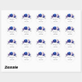 Royal Blue Lila Paarse bloemenvelop Classic RO Ronde Sticker (Vel)