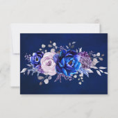 Royal Blue Lila Paarse Floral Wedd Dank u kaart (Achterkant)