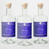 Royal Blue Logo Initialen Glitter Productlabels Likeurfles Etiket (Flessen)