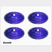 Royal Blue Logo Initialen Glitter Productlabels Ovale Sticker (Vel)