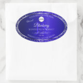Royal Blue Logo Initialen Glitter Productlabels Ovale Sticker (Tas)