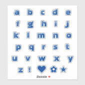 Royal Blue Lower Hoesje Text Letters Alphabet Hear Sticker (Vel)