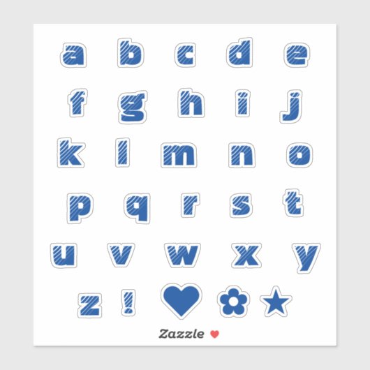 Royal Blue Lower Hoesje Text Letters Alphabet Hear Sticker (Vel)