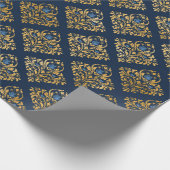 Royal blue luxe damask BIRTHDAY WEDDING WRAP Cadeaupapier (Hoek)
