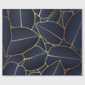 Royal Blue Luxury Gold Leaf Gift Cadeaupapier (Vlak)