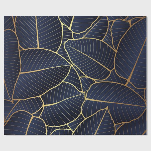 Royal Blue Luxury Gold Leaf Gift Cadeaupapier (Vlak)