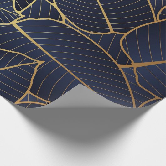 Royal Blue Luxury Gold Leaf Gift Cadeaupapier (Hoek)