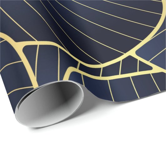 Royal Blue Luxury Gold Leaf Gift Cadeaupapier (Rol Hoek)