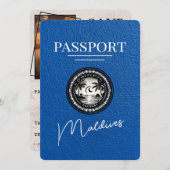 Royal Blue Maldives Passport Bewaar de datum Save The Date (Voorkant / Achterkant)