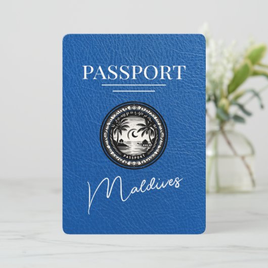 Royal Blue Maldives Passport Bewaar de datum Save The Date (Staand voorkant)