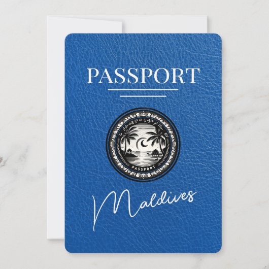 Royal Blue Maldives Passport Bewaar de datum Save The Date (Voorkant)