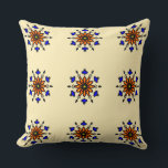 Royal Blue Mandala Kussen<br><div class="desc">This unique hand-drawn mandala features a rustic,  artistic charm with natural variations in the pattern alignment. A striking royal blue and gold design that adds a touch of elegance to any sofa or bed."</div>
