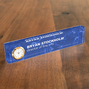 Royal Blue Marble met White Veins Naambordje