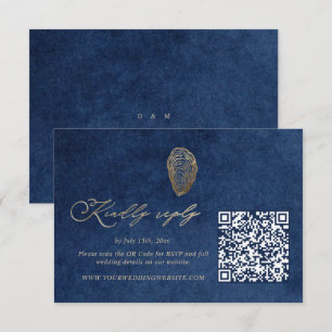 Royal Blue Marine Ocea Huwelijk QR Code Rsvp Kaartje