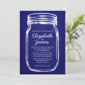 Royal Blue  Mason Jar Wedding Invitations Kaart (Staand voorkant)