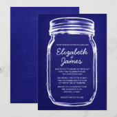 Royal Blue  Mason Jar Wedding Invitations Kaart (Voorkant / Achterkant)